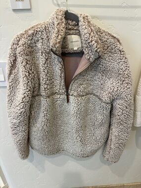 Thread & Supply Cream Teddy Sherpa Half-Zip Jacket